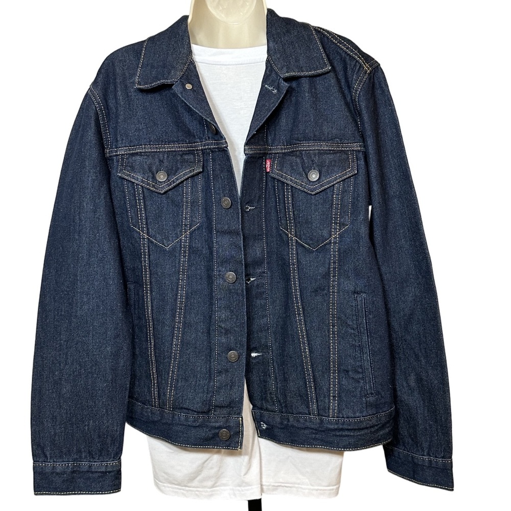 NWT Levi’s Dark Wash Men’s Denim Trucker Jacket Classic Holiday Layering M XL
